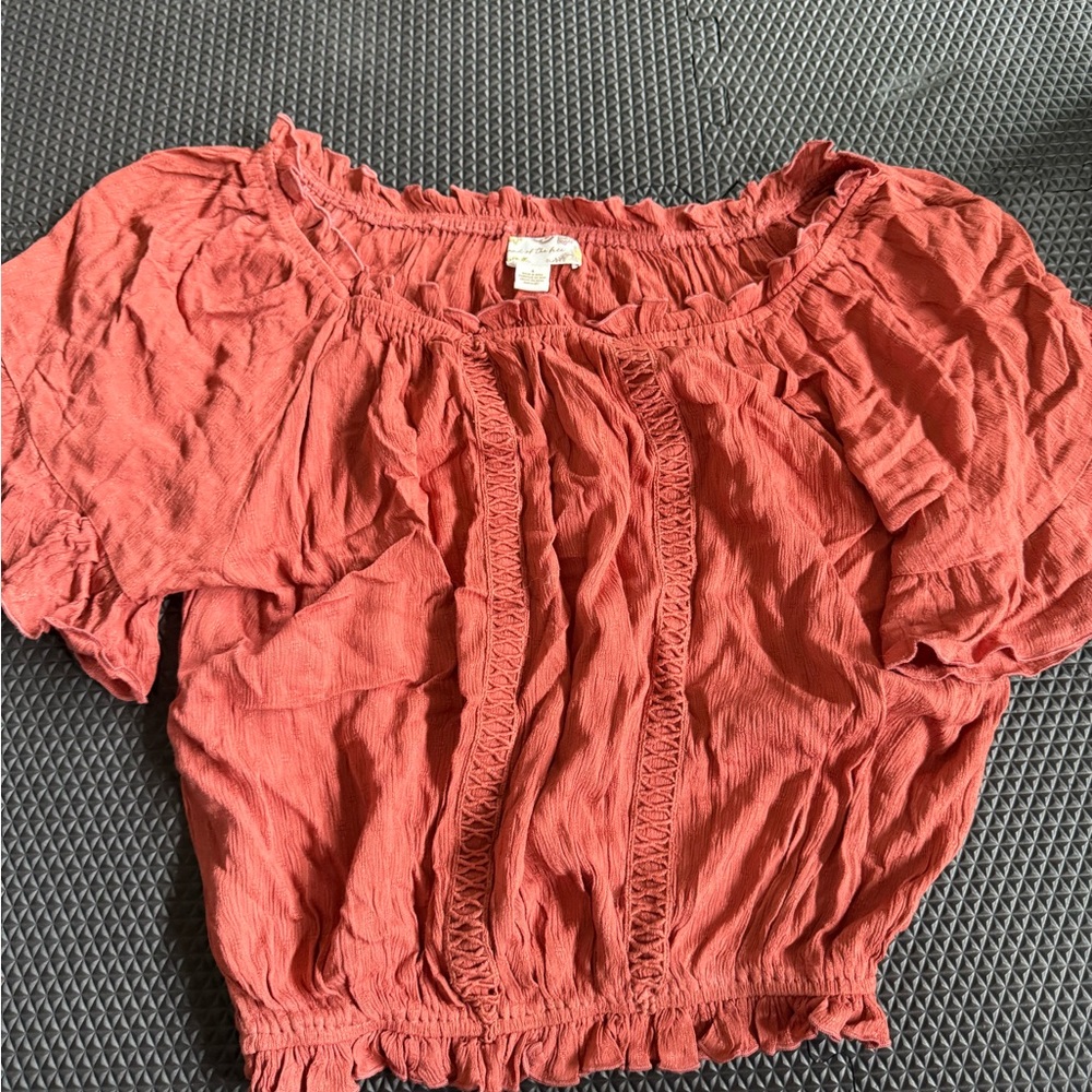 Elegant Rust Blouse with Ruffle Details
